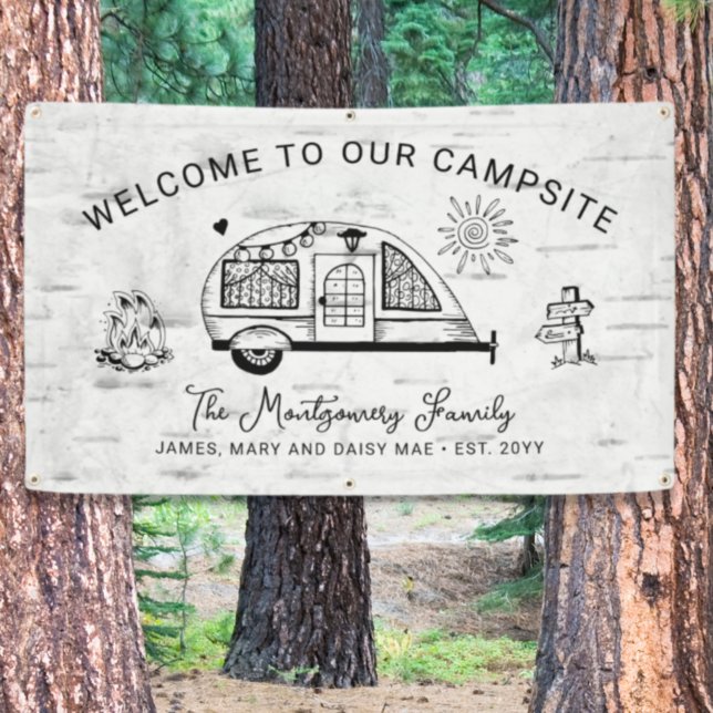 Personalised Rustic Camping Welcome Banner (Creator Uploaded)