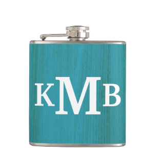 Personalised Rustic Chic Wood Classic Monogram Hip Flask
