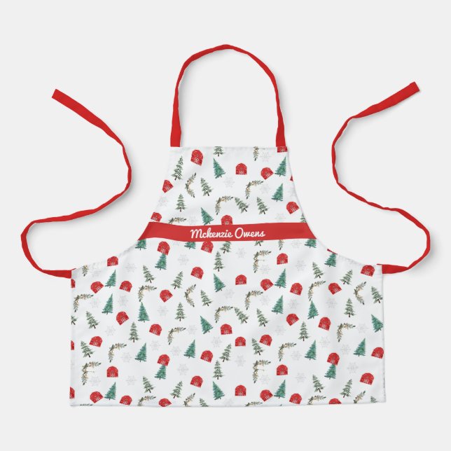 Personalised Rustic Christmas Barn Apron (Front)
