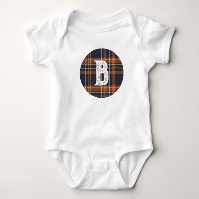 Personalised Rustic Christmas/winter plaid  Baby Bodysuit (Front)