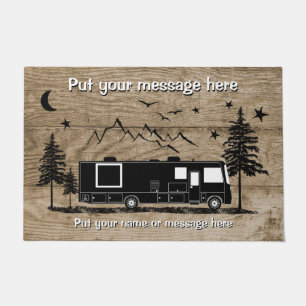 Personalised Rustic Class A RV Wood Design Doormat