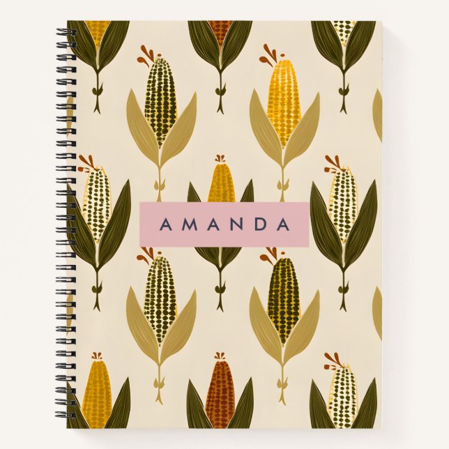 Personalised Rustic Cornfield Harvest Design Notebook (Front)