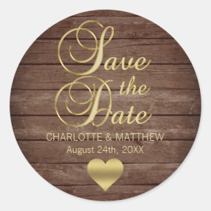 Personalised Rustic Country SAVE THE DATE Wedding Classic Round Sticker