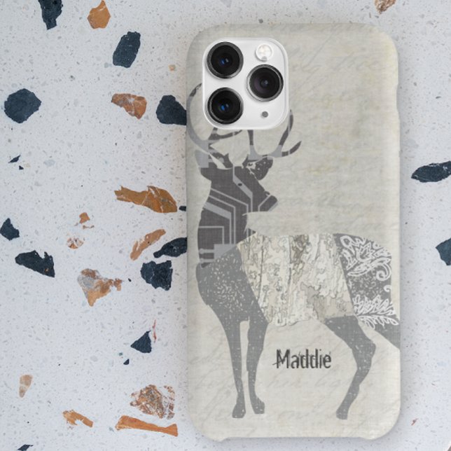 Personalised Rustic Deer Abstract Floral Geometric Case-Mate iPhone Case (Creator Uploaded)