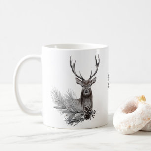 Personalised Rustic Deer Illustration Coffee Mug