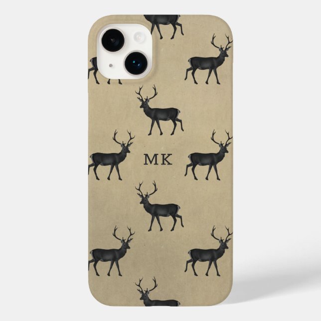 Personalised Rustic Deer Monogram Case-Mate iPhone Case (Back)