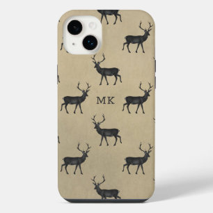 Personalised Rustic Deer Monogram iPhone 14 Plus Case