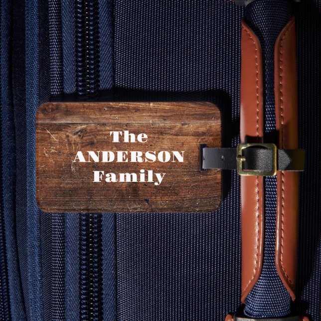 Personalised Rustic Design Luggage Tag (Front Insitu 4)