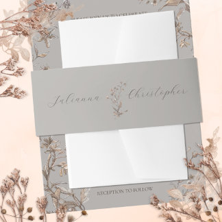 Personalised Rustic Elegant Wildflowers Wedding Invitation Belly Band