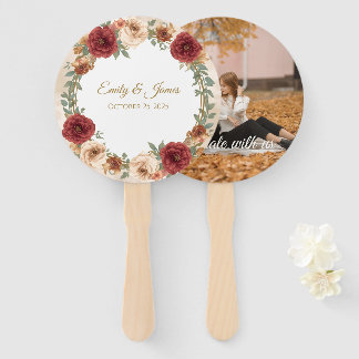 Personalised Rustic Fall Floral Wedding Fans