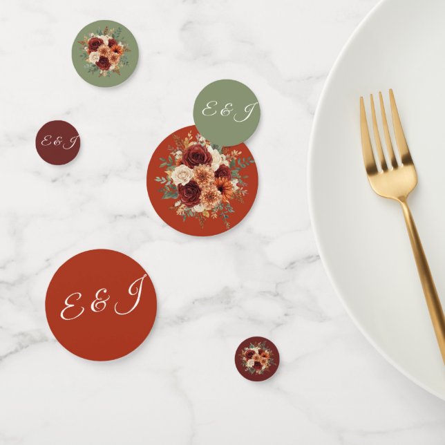 Personalised Rustic Fall Wedding Table Confetti (Group)