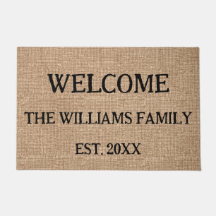 Personalised Rustic Family Name Monogram Doormat  