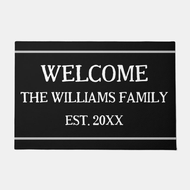 Personalised Rustic Family Name Monogram Doormat   (Front)