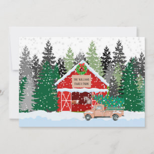 Personalised Rustic Farm Scene Christmas Card