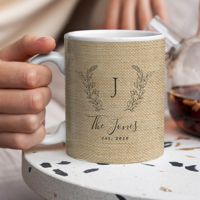 Personalised rustic farmhouse family monogram coffee mug (Creator Uploaded)
