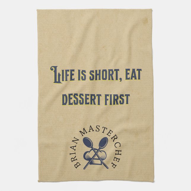 Personalised Rustic farmhouse Masterchef Funny Tea Towel (Vertical)