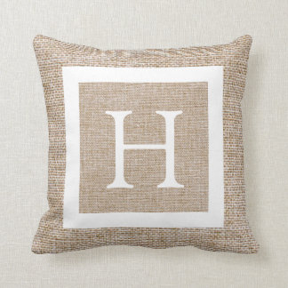 Personalised Rustic Faux Burlap Monogram Cushion