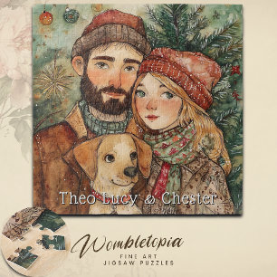 Personalised Rustic First Family Christmas Gift Jigsaw Puzzle