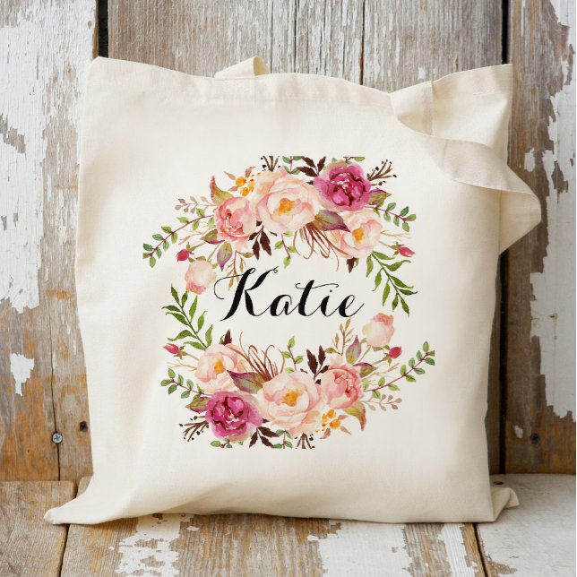 Personalised Rustic Floral Braidsmaid Tote Bag (Creator Uploaded)