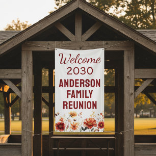 Personalised Rustic Floral Family Reunion Welcome  Banner