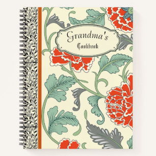 Personalised rustic floral Grandmas cookbook Notebook