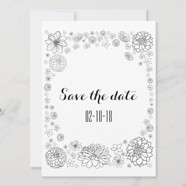 Personalised rustic floral wedding invite (Front)