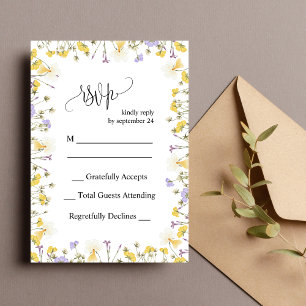 Personalised Rustic Floral Wedding RSVP Card