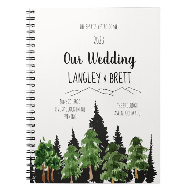Personalised Rustic Forest Wedding Planner Notebook (Front)