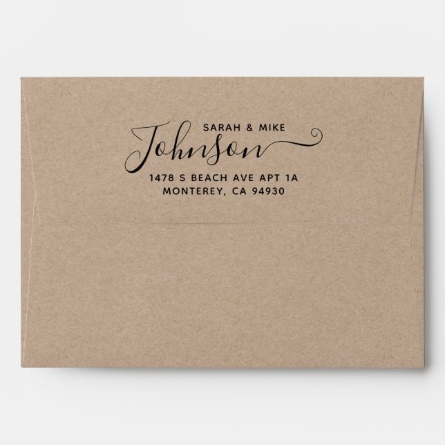 Personalised Rustic Kraft Paper Script Font Envelo Envelope (Back (Top Flap))