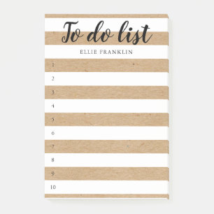 Personalised Rustic Kraft Striped To-Do List Post-it Notes