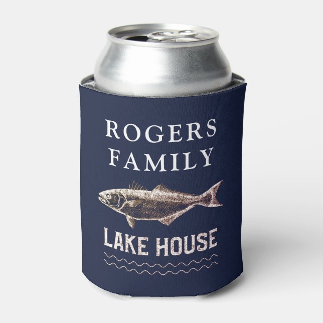 Personalised Rustic Lake House Can Cooler (Can Front)