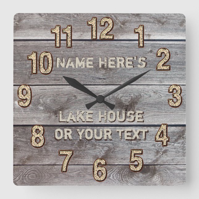 Personalised Rustic Lake House Wall Decor, Clock (Front)