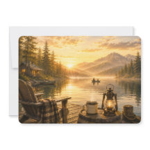 Personalised Rustic Lakeside Flat Greeting Card