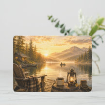 Personalised Rustic Lakeside Flat Greeting Card