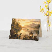 Personalised Rustic Lakeside Folded Greeting Card