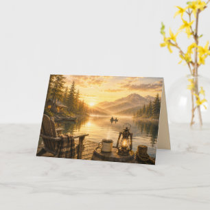 Personalised Rustic Lakeside Folded Greeting Card