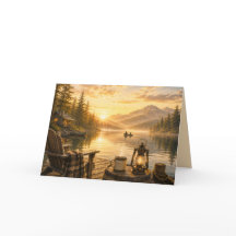 Personalised Rustic Lakeside Folded Greeting Card