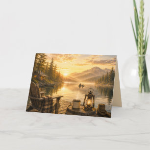 Personalised Rustic Lakeside Folded Greeting Card