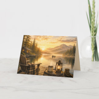 Personalised Rustic Lakeside Folded Greeting Card