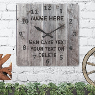 Personalised Rustic Man Cave Clocks for Him