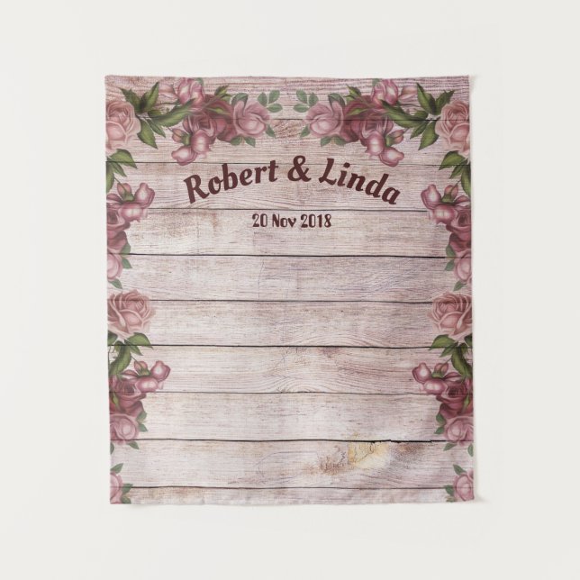 Personalised Rustic Maroon Floral Woody  Tapestry (Front)