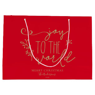 Personalised Rustic Merry Christmas Family Name Large Gift Bag