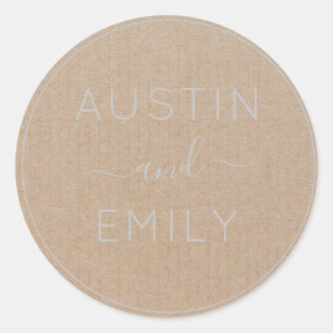 Personalised Rustic Modern Boho Wedding Kraft Classic Round Sticker
