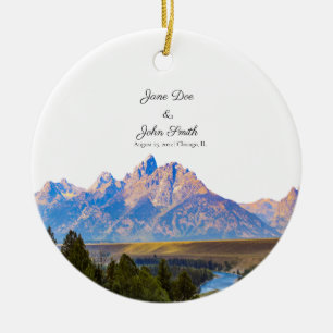 Personalised Rustic Mountain Ceramic Ornament