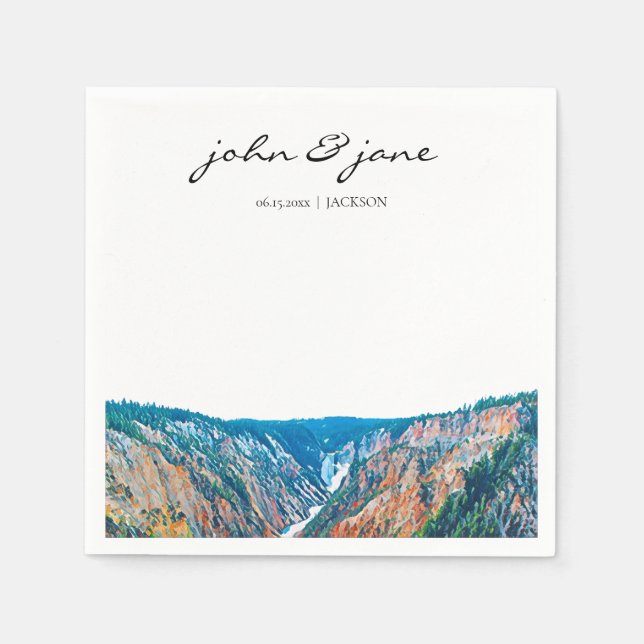 Personalised Rustic Mountain Waterfall Napkin (Front)