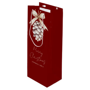 Personalised Rustic Pinecone Christmas Wine Gift Bag