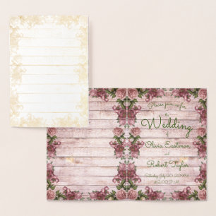 Personalised rustic purple roses foil card