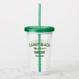 Personalised Rustic Retro Camp Bach White Green  Acrylic Tumbler