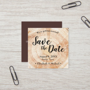 Personalised Rustic Save the date Printed Wood Square Business Card