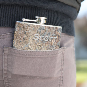 Personalised Rustic   Slate Rock Stone Add Name Hip Flask